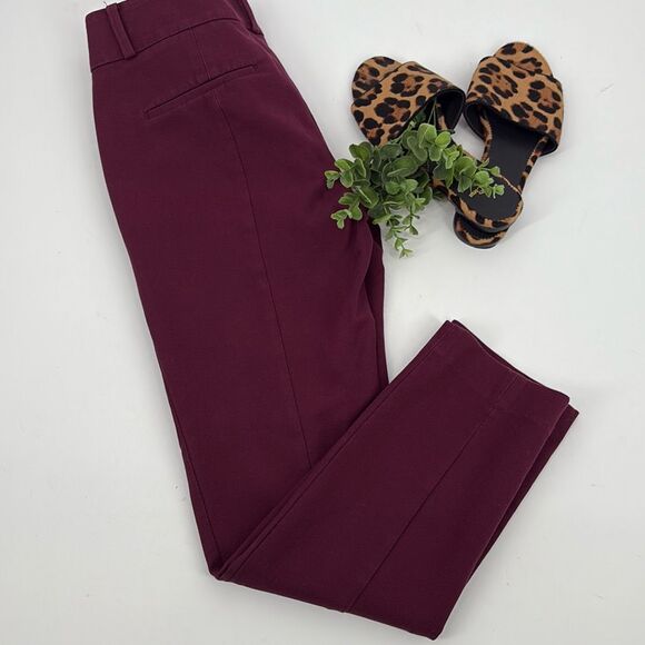Ann Taylor Loft Marisa Skinny Cropped Stretch Pants Burgundy 0 - Picture 1 of 11